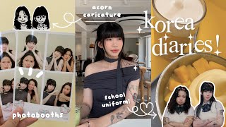 SEOUL VLOG: Cozy Korean Couple Date with BFF 🍰 Korean School Uniform, Photobooth, Acorn Caricature 🤍