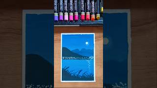 🌙 Easy Moonlight Drawing with Oil Pastels | Romantic Night Scenery Art #art #try #easy #viral