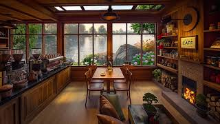 Smooth Jazz Background Music with Crackling Fireplace in Cozy Coffee Shop Ambience for Relax, Work