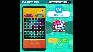 Play the Dots and Boxes game on Gamethon. its a 2 player game played in 3 rounds. screenshot 1