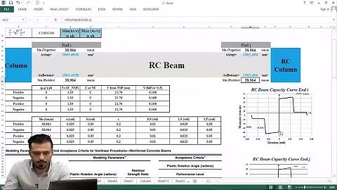 Nonlinear RC Beam Modeling Parameters and Acceptance Criteria with Excel (according to ASCE 41-17)