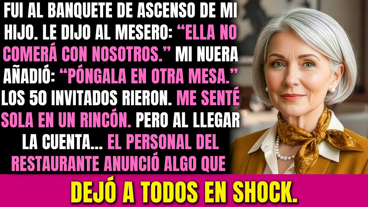 En la fiesta por el ascenso de mi hijo, mi nuera dijo: “Ella come aparte”. Pero cuando llegó la cue…