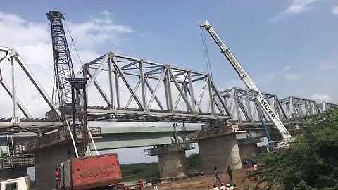 open web steel girder launching