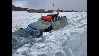 Submerged in water and ice