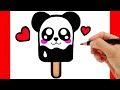 Como dibujar un helado de panda  como desenhar um sorvete kawaii