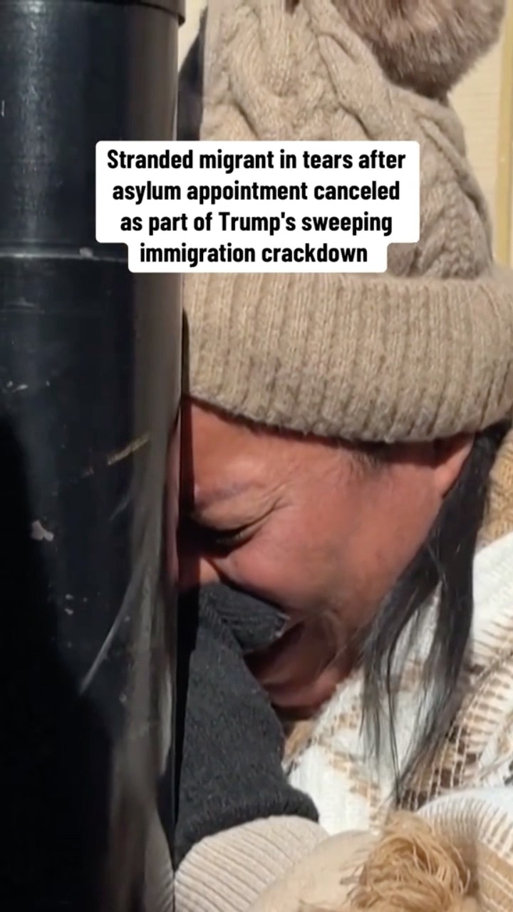 Stranded migrant cries after asylum appointment canceled in Trump immigration crackdown #shorts