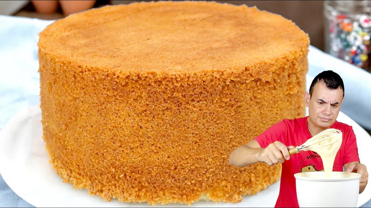 O Melhor PÃO DE LÓ com 3 Ingredientes! SEM LEITE, SEM FERMENTO e PERFEITO pro Recheio!