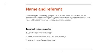 Pragmatics : Reference and Inference