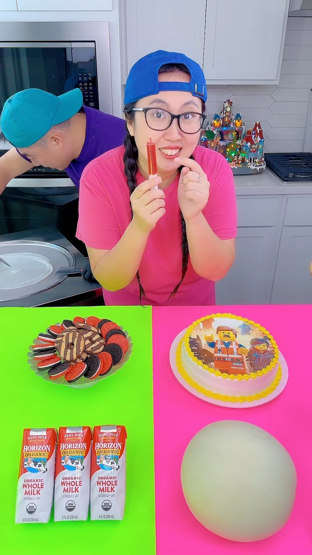 Lego cake vs spicy drinks ice cream challenge!? #lego #funny #shorts by Ethan Funny Family