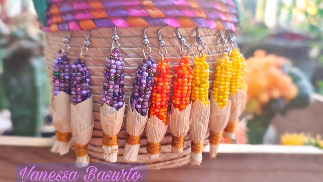 ARETES DE ELOTES CON CHAQUIRAS/ MOSTACILLAS 🌽 HAZLO TU MISMO 😍🪡| Beaded corn earrings easy DIY❤️🌽