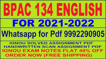 BPAC 134 in English Solved Assignment 2021-22 PDF @20rs / IGNOU EXAM NOTES, Guides 40% Flat.