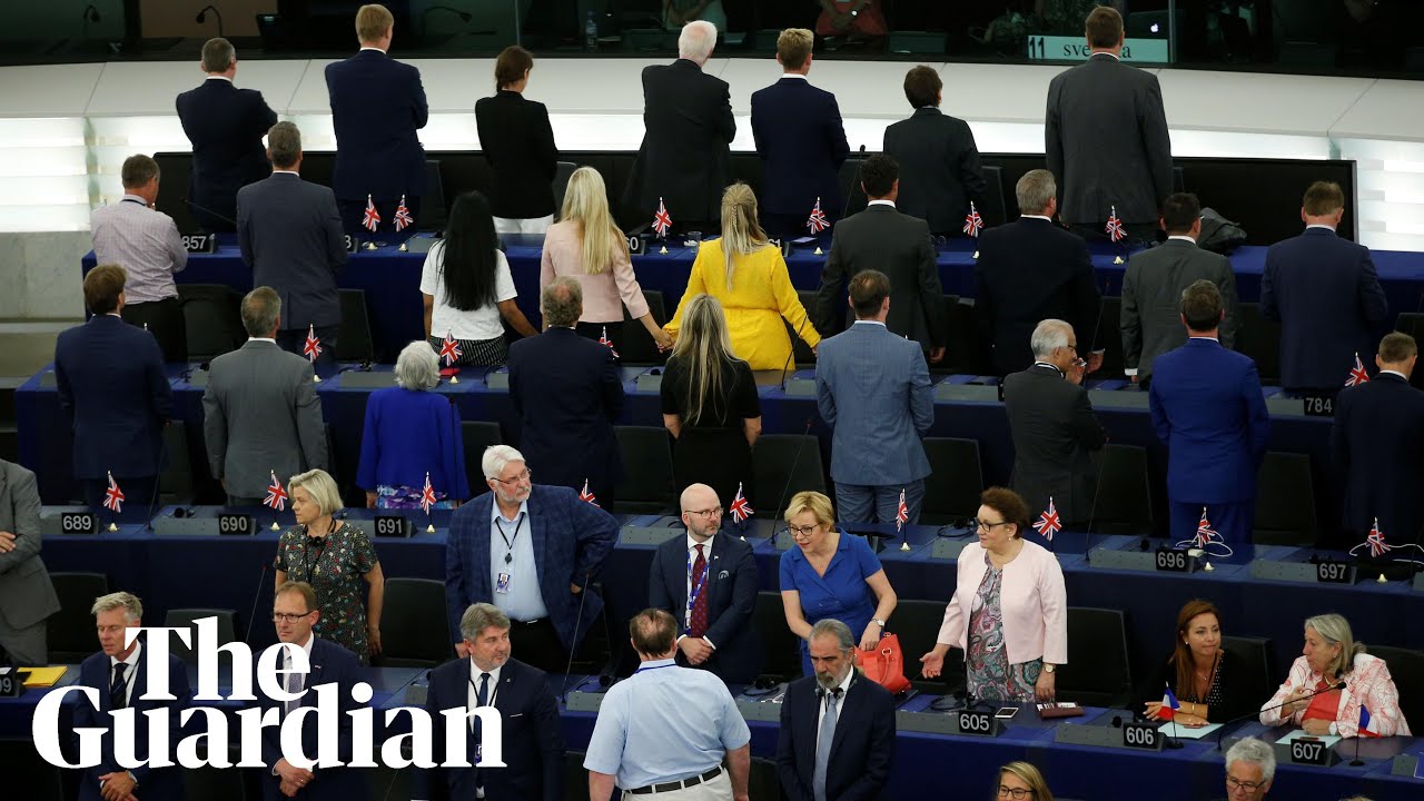 Brexit party MEPs turn their backs during European anthem at parliament ...