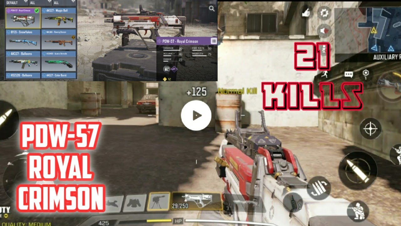 Call Of Duty Pdw 57 Royal Crimson Gameplay 21 Kills Call Of Duty Mobile Youtube