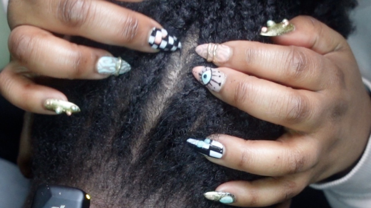 ASMR for SLEEP Nape Scalp Scratching Sounds Between braids (no talking!)