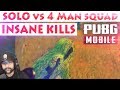 Solo vs 4 man squad  solo win  pubg mobile