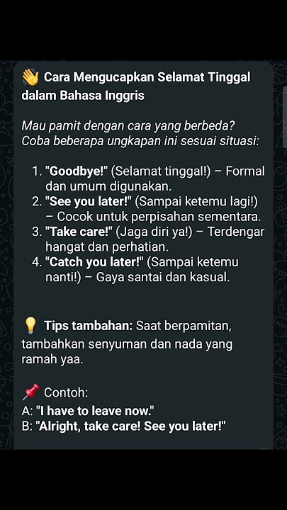 Cara mengucapkan selamat tinggal dalam Bahasa Inggris