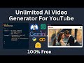Unlimited AI Video Generator For YouTube | 100% Free | Script to AI Video
