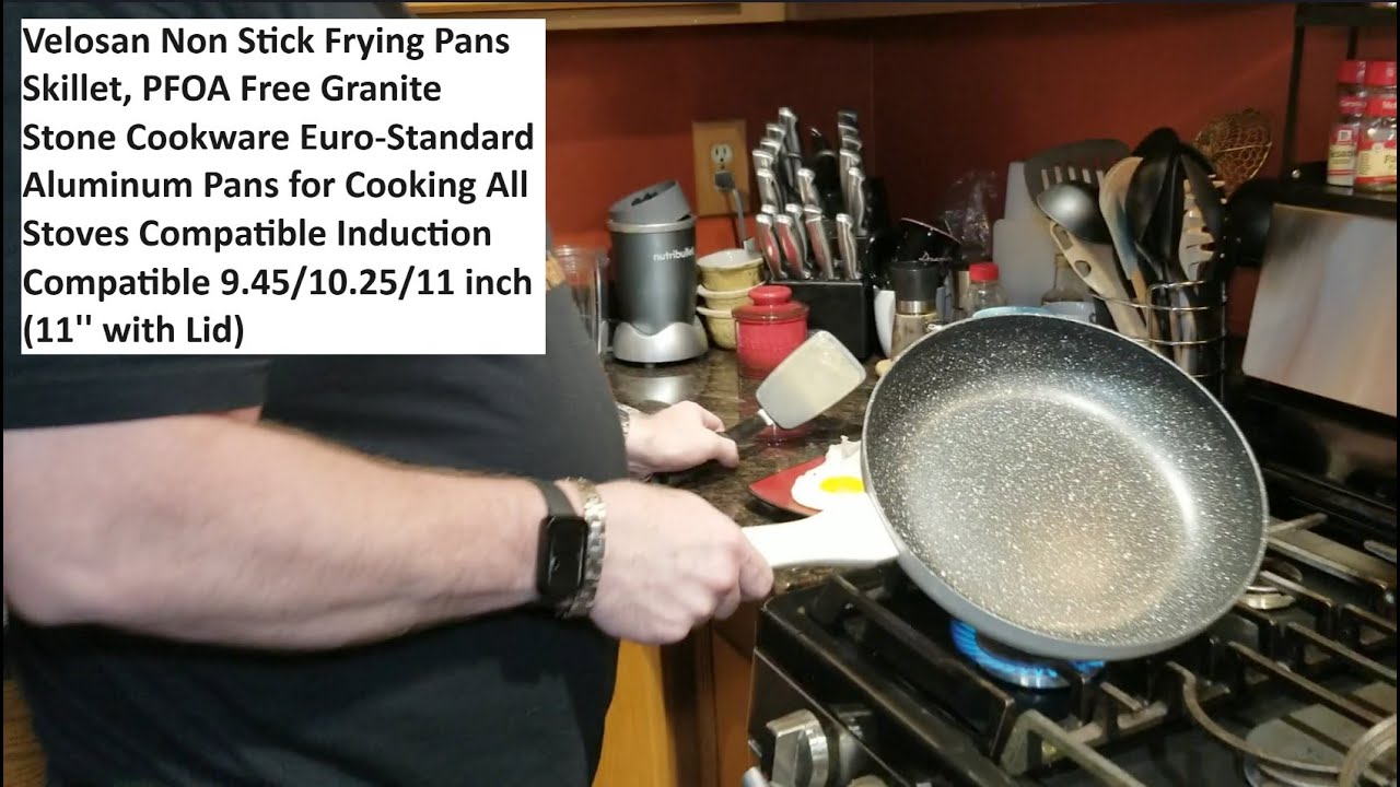 Velosan Non Stick Frying Pans Skillet, PFOA Free Granite Stone Cookware  Euro-Standard Aluminum Pan 