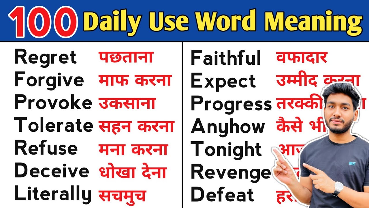 100 Daily Use Words with Examples | Word Meaning | English Speaking ...