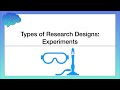 Types of Research Designs – Experiments