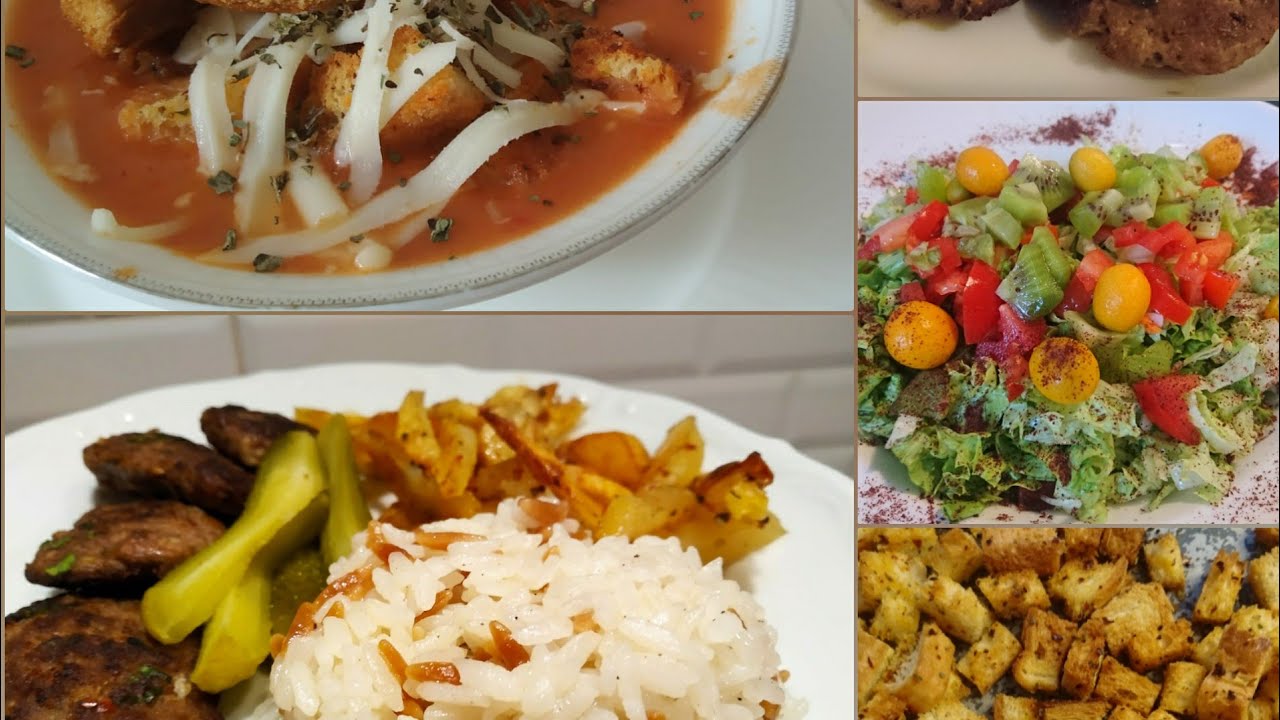 Yemek Menüsü  Pratik Tarifler 1/DOMATES ÇORBASI/PİLAV/ANNE KÖFTESİ VE KAMKAT,  KİVİ SALATA