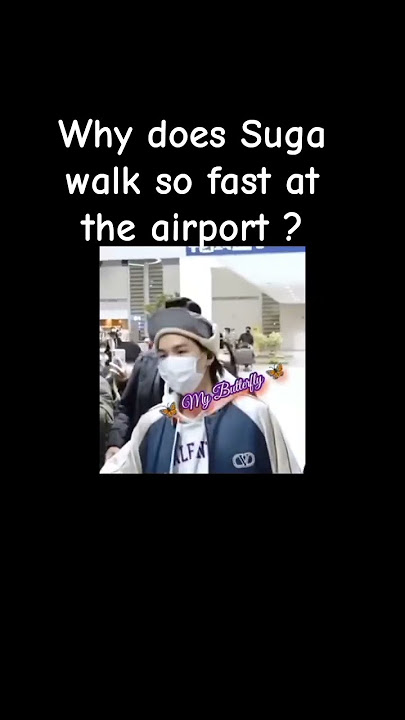 why does suga walk so fast at the airport ? 💜💜💜 #suga #bts #bts army