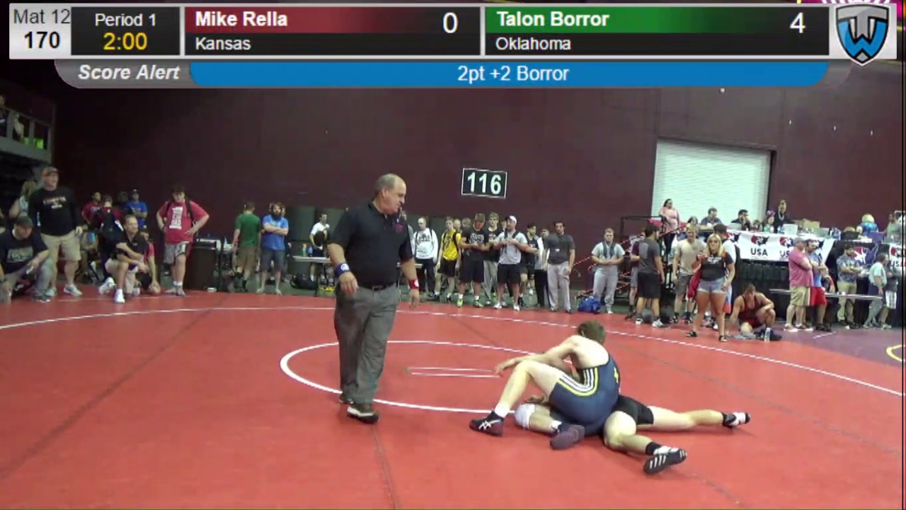 1216 Junior Men 170 Mike Rella Kansas vs Talon Borror Oklahoma ...
