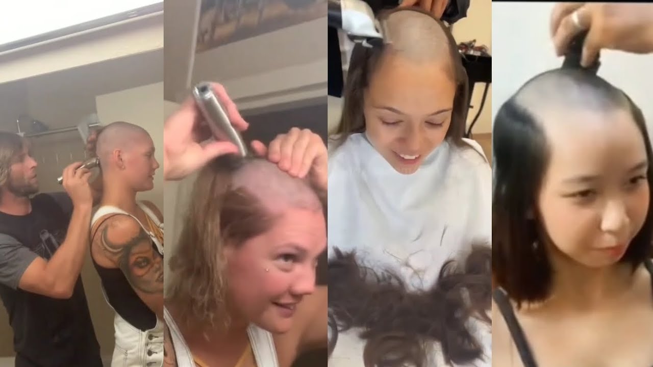 Girl Headshave By Boyfriend | Women Self Headshave videos | Girl Buzzcut Videos | Self Headshave 