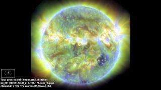 NASA SDO - October 1, 2011 Double Flares
On October 1, 2011 around 10:17 UT two solar flares erupted within a very short period of time. One originated out of active region 1302 and the other 1305. We have learned that certain events are connected with each other - in this case active regions far apart can be linked together by magnetic fields and can erupt one after another.
Since AR 1305 was fairly centered yesterday, we might be seeing some geomagnetic effects around October 4, 2011. Changes for aurorae at high latitudes are possible.
In the second video segment you can also observe the October 1, 2011 eclipse - where Earth is moving in between the spacecraft and the Sun for over 40 minutes.
Credit: NASA SDO NASA SDO - October 1, 2011 Double Flares