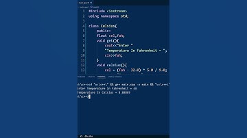 fahrenheit to celsius program using class in c++ @PWOShivam #Shorts