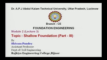 Foundation Engineering | Shallow Foundation Part-3 | AKTU Digital Education