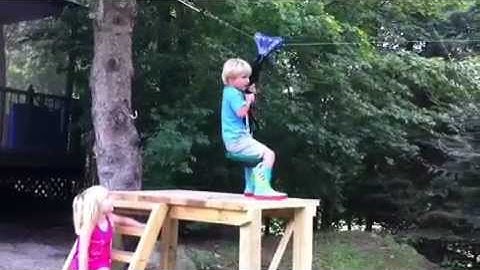 3 Year Old Kids on a Zip Line