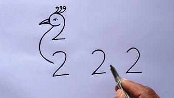 Peacock Drawing With 2222 Number | Peacock Drawing Very Easy