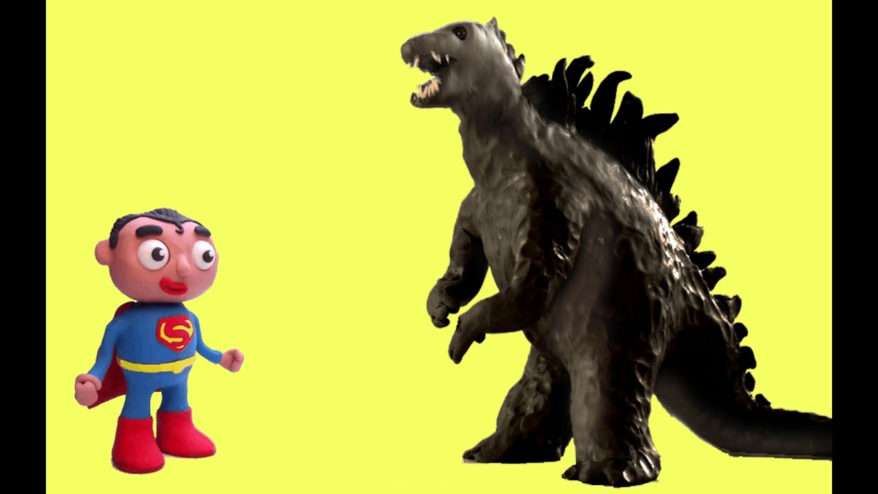 Download T-Rex/Godzilla vs Superman Play Doh vs Batman & kids Stop Motion Funny Superheroes:)