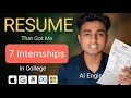 This Resume Got Me 7 Paid Internships in College 😱 (Must Watch) | How to make Ultimate Resume? Guide