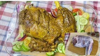 Mutton Leg Steam Roast without oven | Chatpatti Raan | Goat Leg Steam Recipe