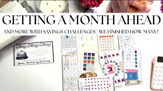 GETTING A MONTH AHEAD ON BILLS AND MORE | COMPLETING SAVINGS CHALLENGES | HUGE CASH STUFFING