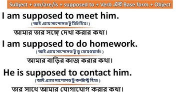 Subject + am/are/is + supposed to + Verb এর Base form + Object এর কয়েকটি ব্যবহার