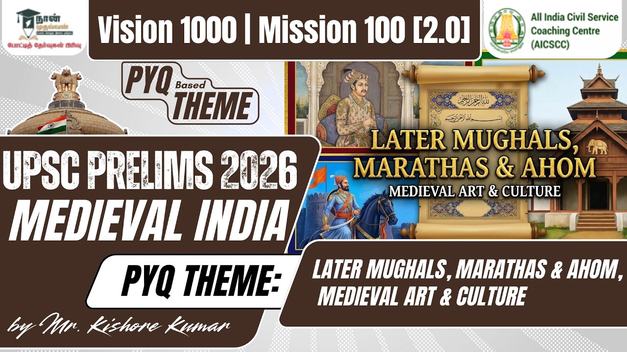 Indian History | PYQ THEME: Later Mughals, Marathas & Ahom, Medieval Art & Culture Mr. Kishore Kumar