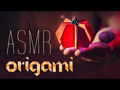 Folding a cute little paper origami pumpkin 🎃ASMR Halloween