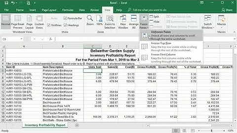 Using Freeze Panes to Keep Row/Column Headings Visible in Excel
