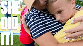 EMOTIONAL FINISH TO HER FIRST LONG DISTANCE RUN CROSS COUNTRY MEET