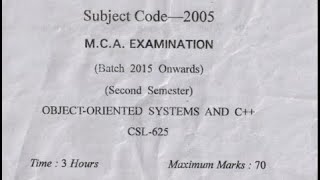 (GJU) M.C.A 2nd semester Object- Oriented System and C++ question paper mar 2020 GJU University