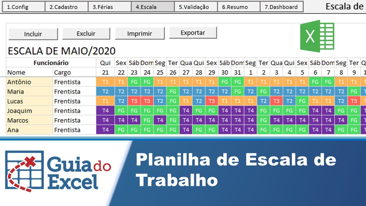 Planilha De Escala De Trabalho No Excel YouTube