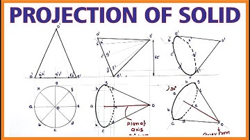 ED Projection of Solid   Cone apex 45 above XY and plan of axis 30 to VP