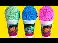 Dora the explorer Foam clay Surprise Eggs Ice Cream cups Disney Princess Angry birds Spongebob
