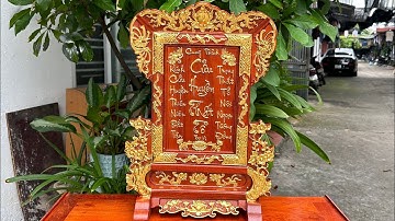 Tranh thờ, giá gương Cửu Huyền Thất Tổ dát vàng gỗ hương cao cấp