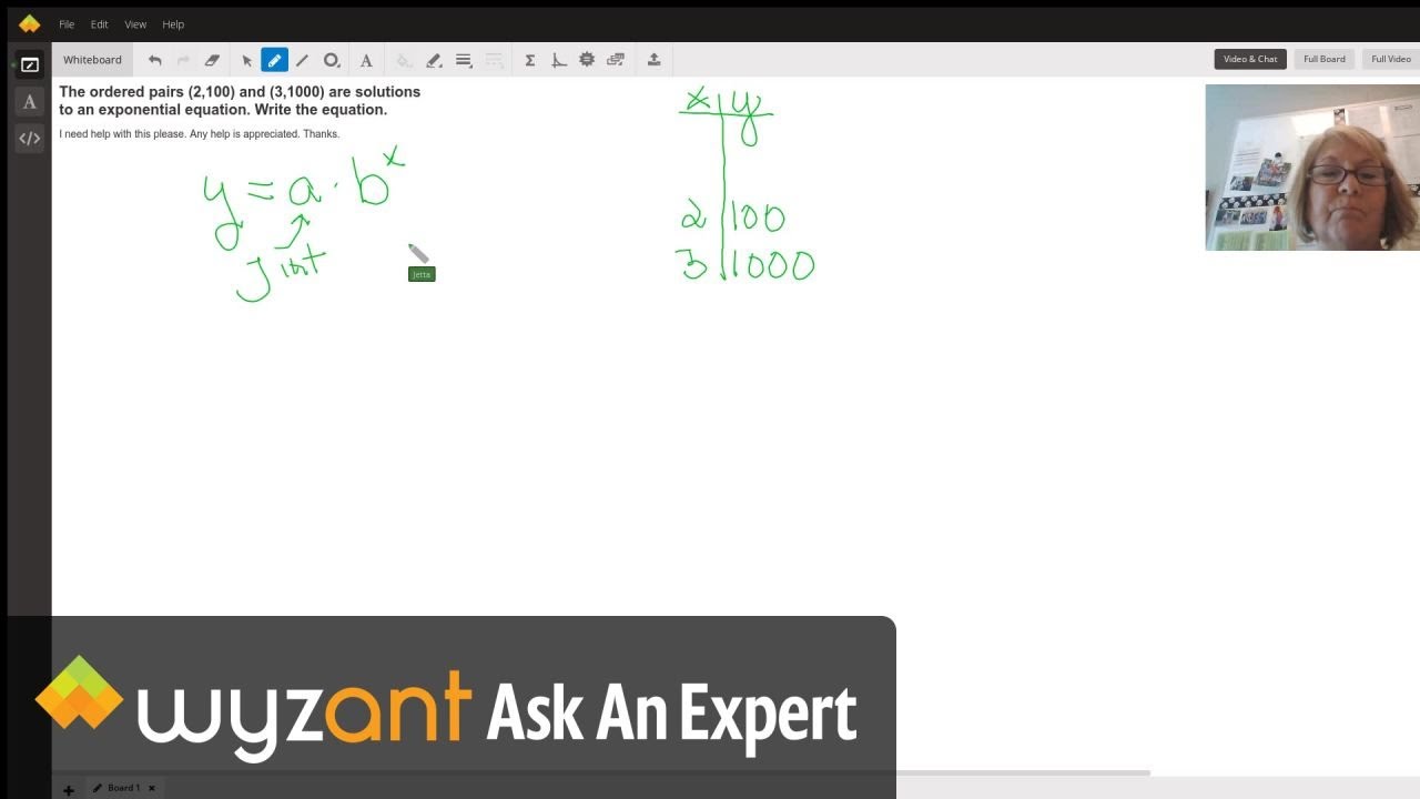 The Ordered Pairs 2 100 And 3 1000 Are Solutions To An Exponential Equation Write The Equation Wyzant Ask An Expert