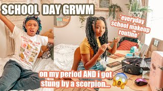 SCHOOL GRWM ON MY PERIOD | everyday school makeup routine | just jordyn