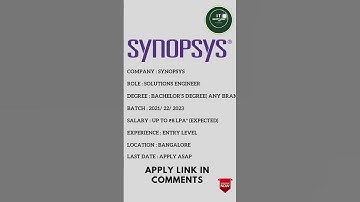 Synopsys Off Campus 2023 Recruitment Drive for Freshers #synopsys | latest job updates | freshers